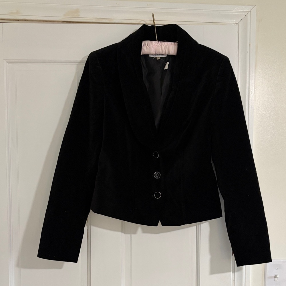 Calvin Klein Black Velvet Blazer.